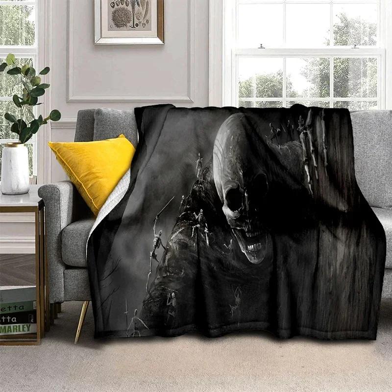 Gothic Horror Skull Ghost Cartoon Blanket Soft Throw for Home Bedroom Bed Sofa Picnic Travel Office Cover Kids