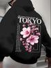Men's Cherry Blossom Print Hooded Pullover Casual Long-sleeved Loose-fitting Comfortable for Outdoor Wear In Autumn and Winter