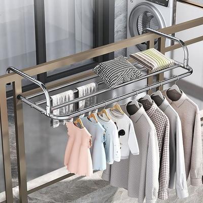 Scalable Clothes Drying Rack Adjustable Floor-Standing Balcony Hanging Rail Stainless Steel 50-158cm Clothes Organizer Racks