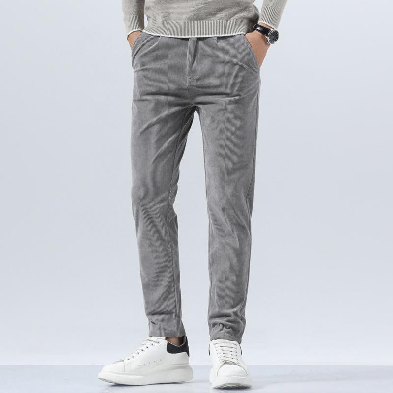 

Men s Autumn Slim Straight Solid Color Casual Trousers 38 чёрный