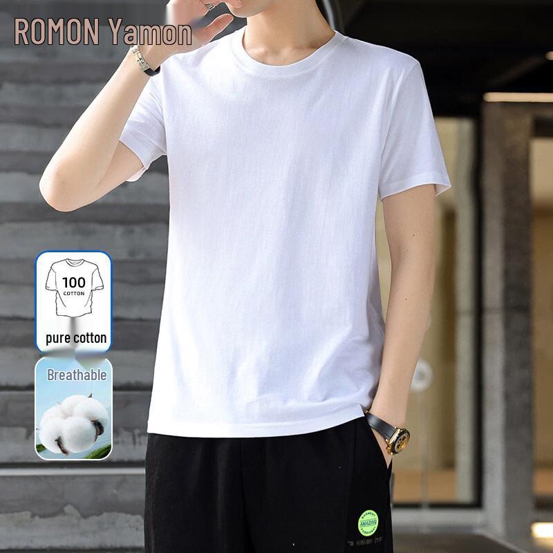 

ROMON Men s 2026 Summer Pure Cotton Short Sleeve T-shirt XL