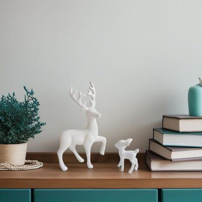 Yousheng 1 Pair of Deer Sculpture Christmas Small Reindeer Figurine for Living Room TV Cabinet Home Office Decoration