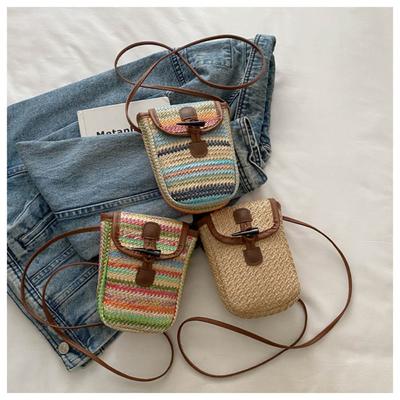 Bolsos Bandolera Pequeños Monederos para Teléfono Móvil para Mujer Verano Playa Bolso de Hombro Tejido a Mano Vacaciones Tarjetero Bolso Billetera