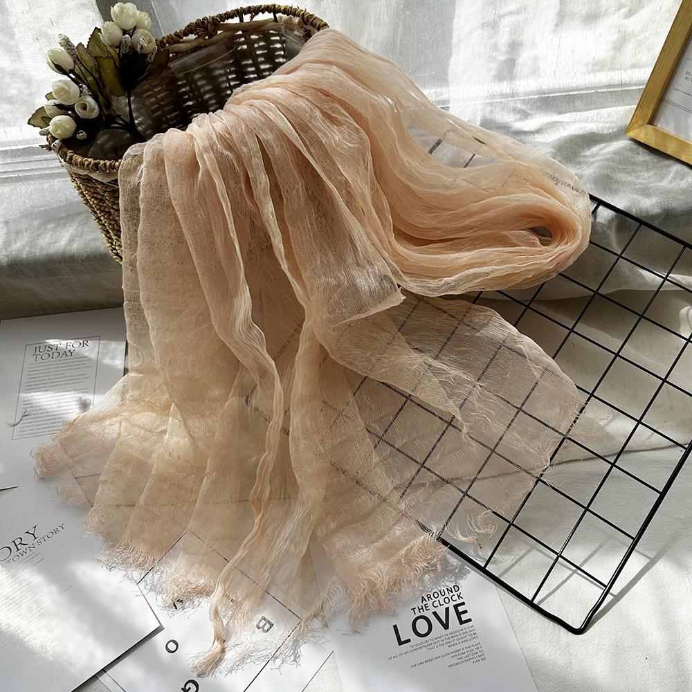 Women Light And Breathable Scarf Pure Linen Solid Scarf Neckwear Unisex Children Spring Autumn Winter Female Foulard Wrap