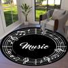 Black and white music keys Round Area Rug,Carpet Rug for Living Room Bedroom Sofa Playroom Decor,Non-slip Floor Mat