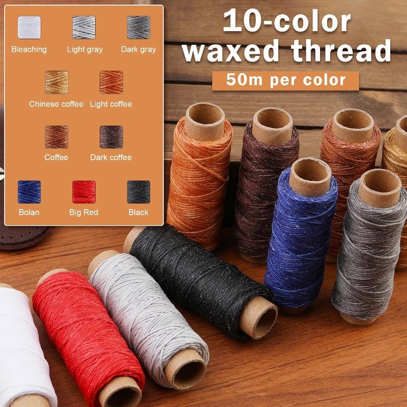 Hilo Encerado de 10 Colores, Hilo de Coser para Cuero Colorido, 55 Yardas por Color, Hilo de Coser, Hilo para Coser a Mano, Costura a Mano de Cuero y Encuadernación