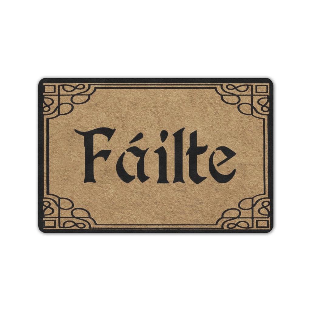Failte Irish Gaelic Welcome Door Mat Non-Slip Rubber Floor Mat for Outdoor Entryway Kitchen And Bath Housewarming Gift