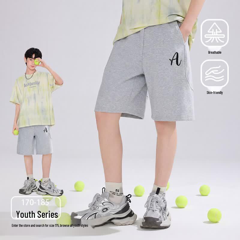 ASK JUNIOR Boys  Embroidered Athletic Shorts 180 серый