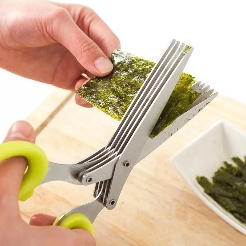 Muti-Layers Kitchen Scissors Stainless Steel Vegetable Cutter Scallion Herb Laver Spices Cooking Tool Cut Kitchen Accessories