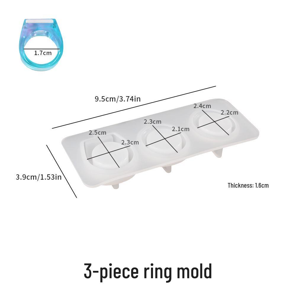 

Poppy Crystal Epoxy Resin Gemstone Ring Set with Jade-Style Inlays - Three-Piece Silicone Mold