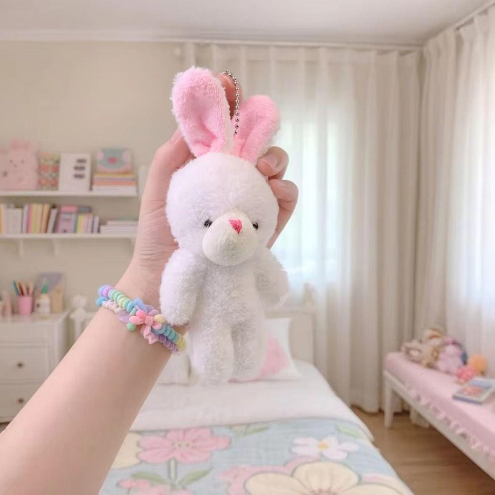 Cartoon Animal Little Rabbit Plush Toy Keyring Stuffed White Rabbit Plush Keychain Soft