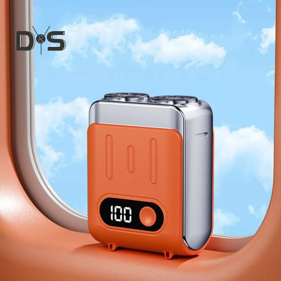 Men Electric Shaver IPX7 Waterproof Mini Pocket Size Shaver USB Rechargeable Cordless Rotary Shaver High-Speed Motor LED Display Portable Shaver