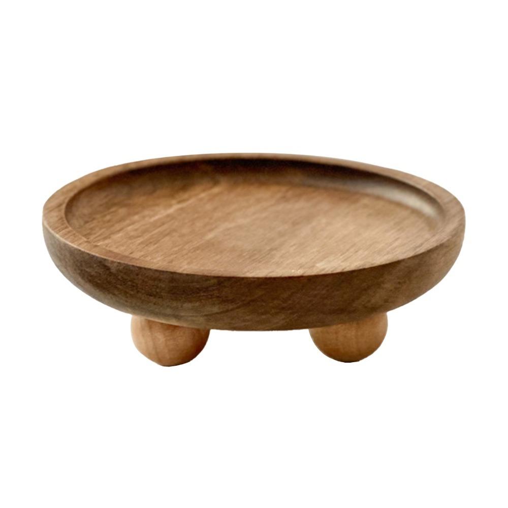 Brown Oval Elevated Display Tray Living Room Table Center Ornamental Base round