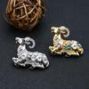 Year of The Sheep Goat Rhinestone Brooch Unisex Shiny Fashion Pin Beautiful Jewelry for Women Clothing Accessories