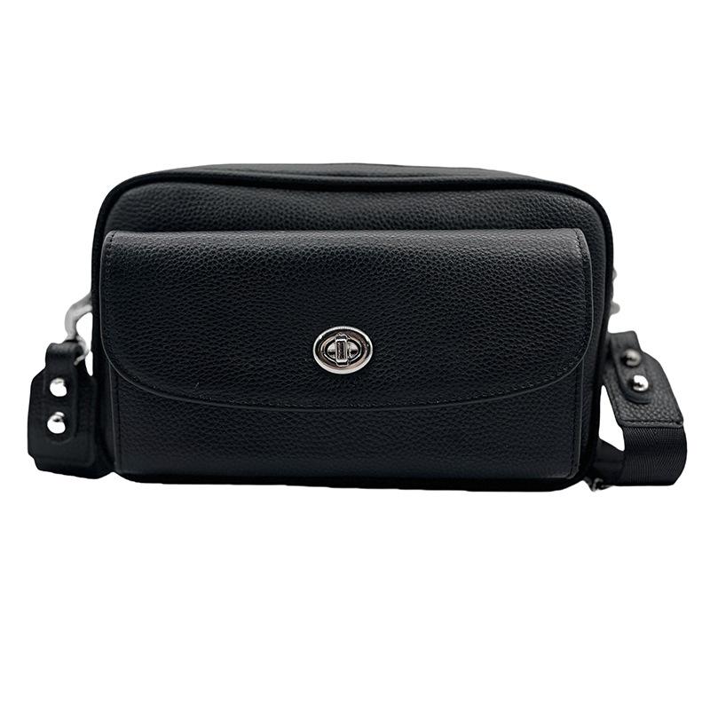 

Кожаная двухслойная сумка квадратной формы большой вместимости, простая и модная сумка-мессенджер, сумка через плечо, сумка унисекс. чёрный