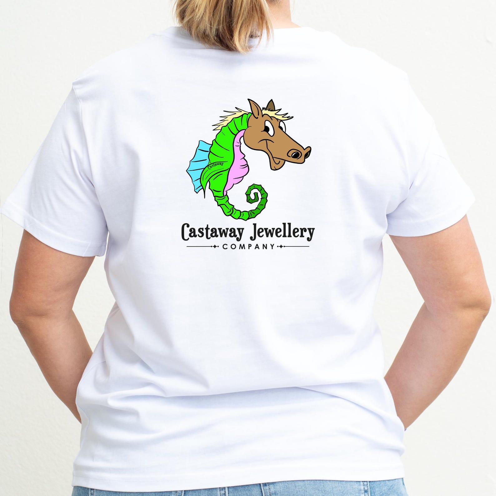 Ladies Sea- Horse Tee Shirt White - Sea - Horse Tee Shirt 4XL