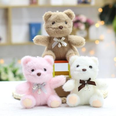 Flower Bear Pendant Cute Ribbon Bear Plush Toy Doll Bag Hanging Doll Keychain Doll