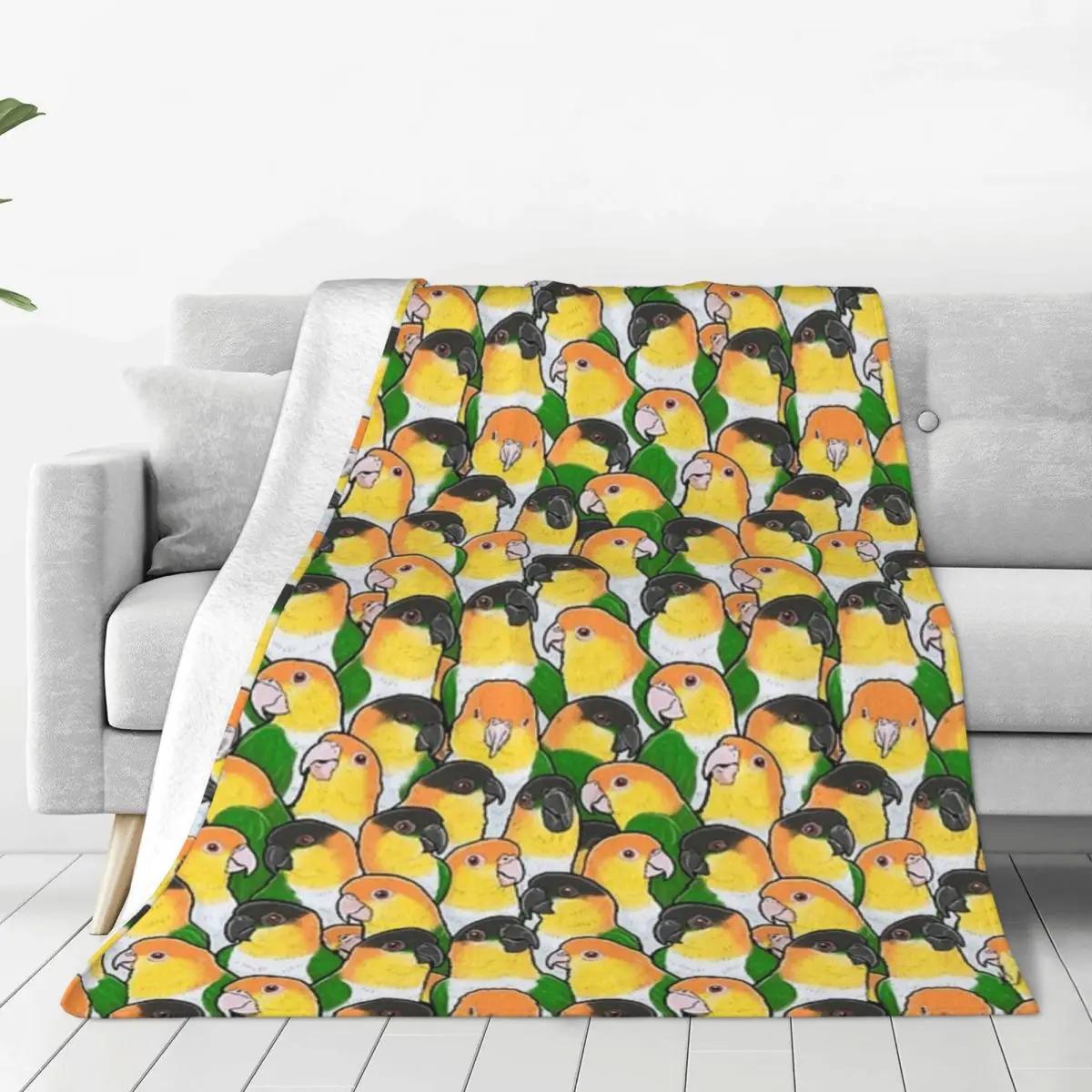 

Коллаж из попугаев Caique, милые одеяла Kawaii 3D, мультяшное фланелевое потрясающее теплое одеяло для дома, переносное одеяло на все времена года 75x100CM 30x40nch
