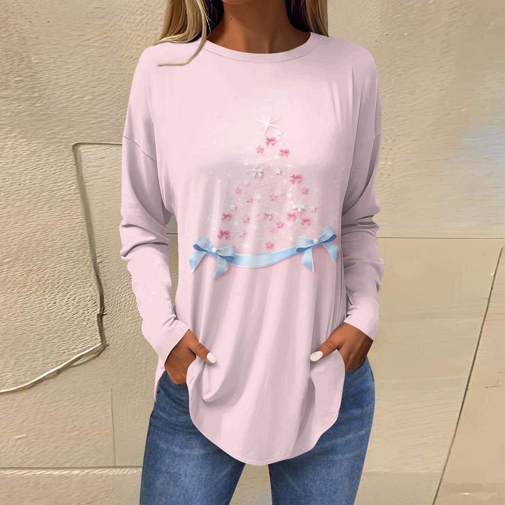 Women's Loose Comfortable Casual Fashion V-Neck Christmas Print Long Sleeve Hoodie