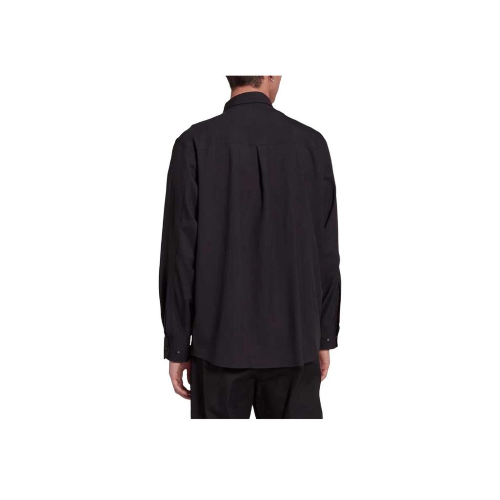 Adidas Originals Trefoil Series Polo Button Solid Color Comfortable Casual Long Sleeve Shirt Men Shirts Black HK2765