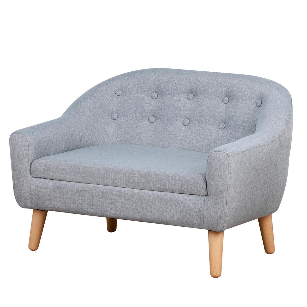 Children's Armchairs Kids Sofa 2 Seater Wood Frame Grey