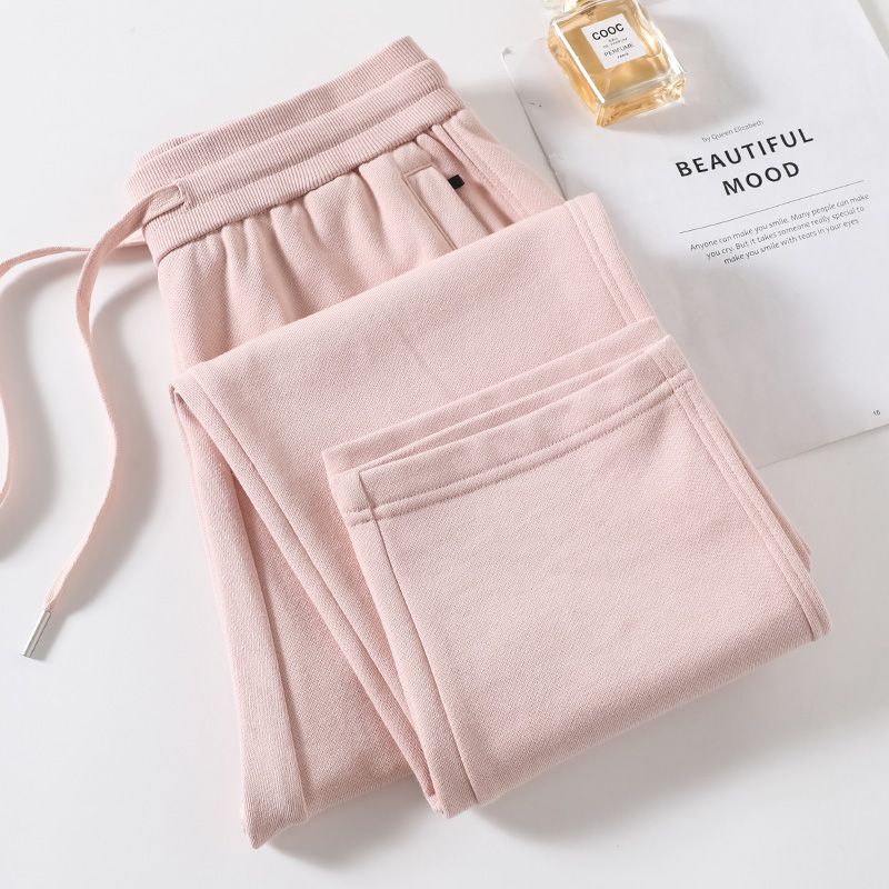 

Весенне-осенние повседневные хлопковые спортивные брюки на резинке с молнией Light pink L