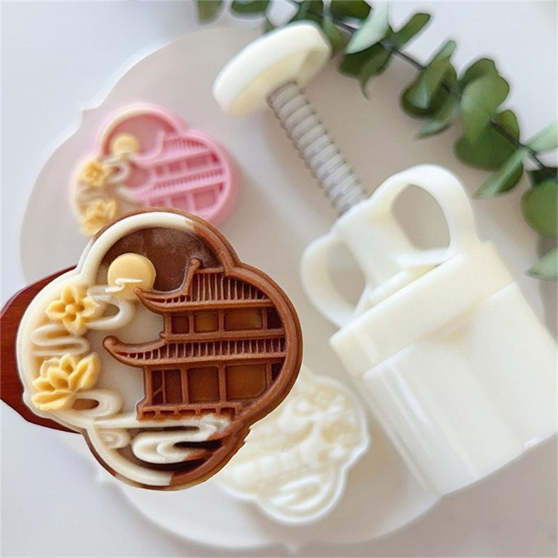 Ice Skin Pastries Mold Hand Pressed Mooncakes Mold Festival Bean Pastes Cake Molds Dessert ABS Moulds for Cooking Lover