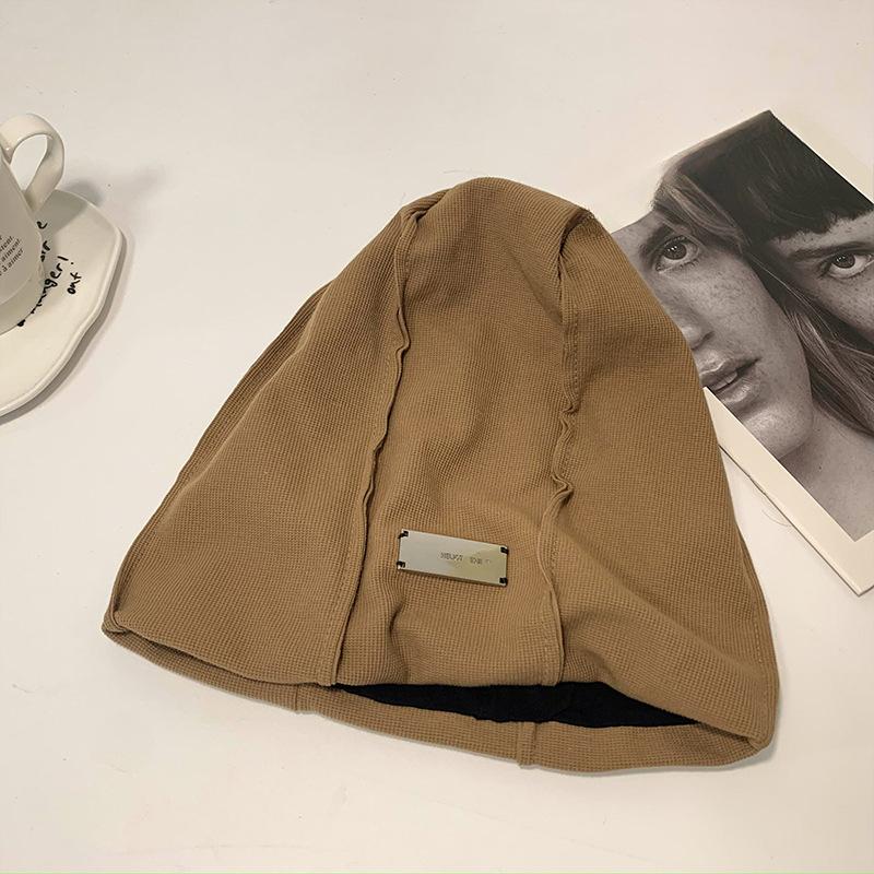 Duoduo Hats for Women In Autumn and Winter Big Head Circumference Showing Face Small Baotou Cold Hat Black Confinement Hat Trend