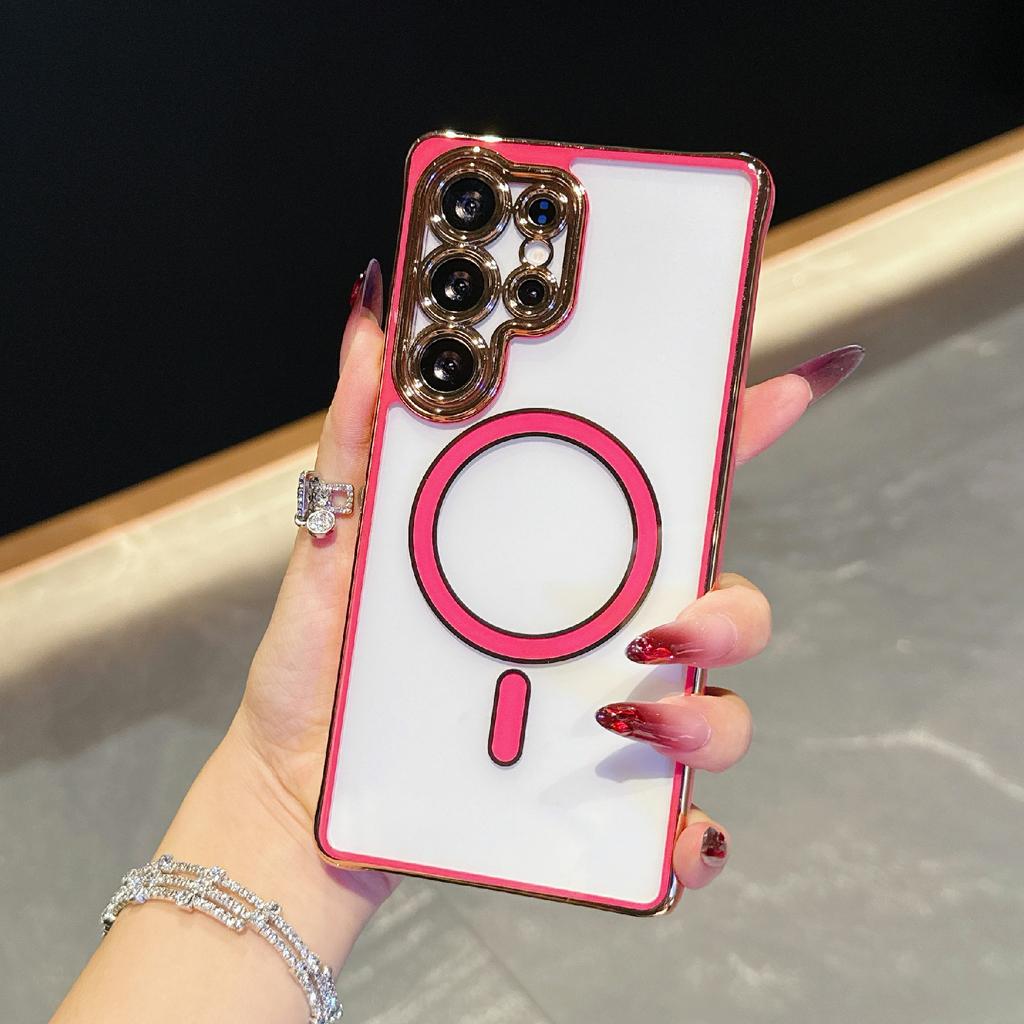 For Samsung Galaxy S25 Ultra Magnetic Case Electroplated 2.0mm Acrylic TPU Phone Back Cover