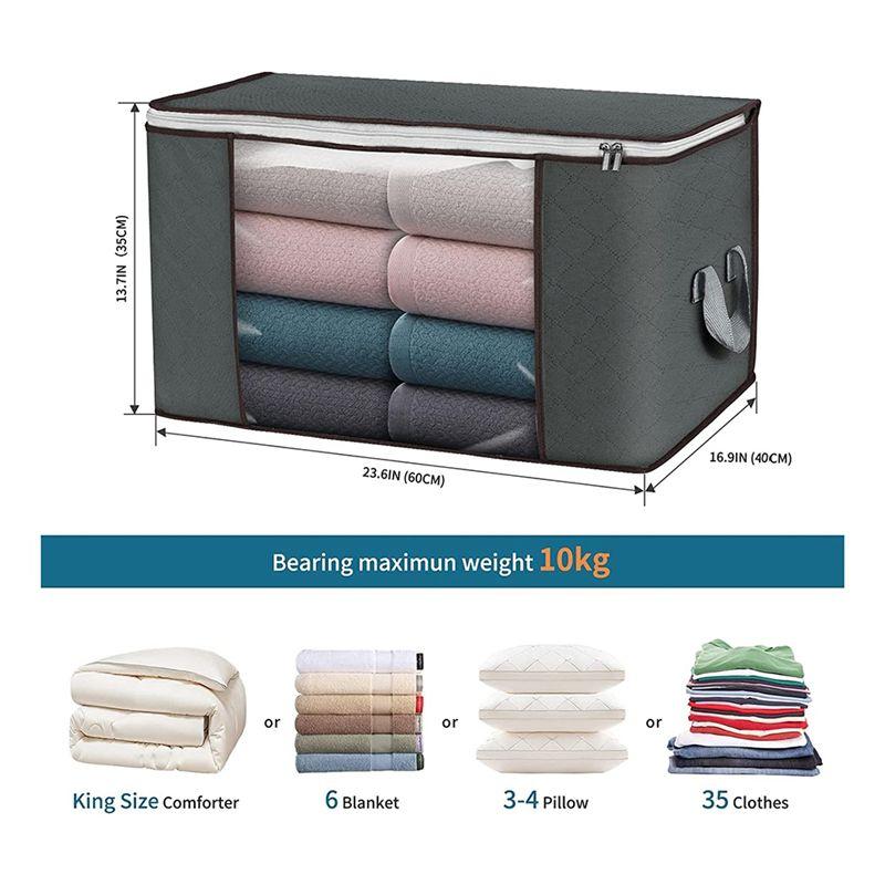 A33R-80L Storage Bags, 6 Pack Clothes Storage Bins Foldable Closet Organizer Storage Containers With Durable Handles