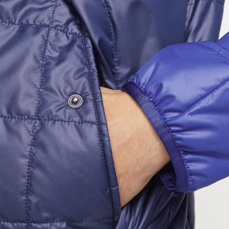 Nike Barcelona Sezóna 21-22 Sportovní ležérní teplá bavlněná bunda s kapucí Pánská bunda Námořnická modř DM0607-451