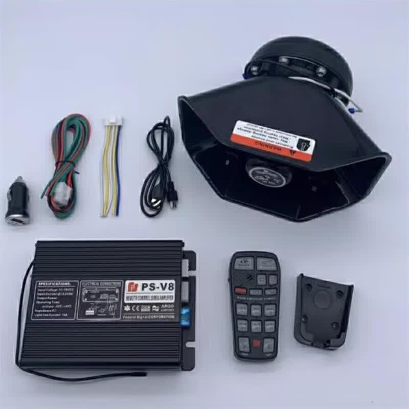 Vehicle Alarm & PA System with Wireless Remote 600W with One Black Horn