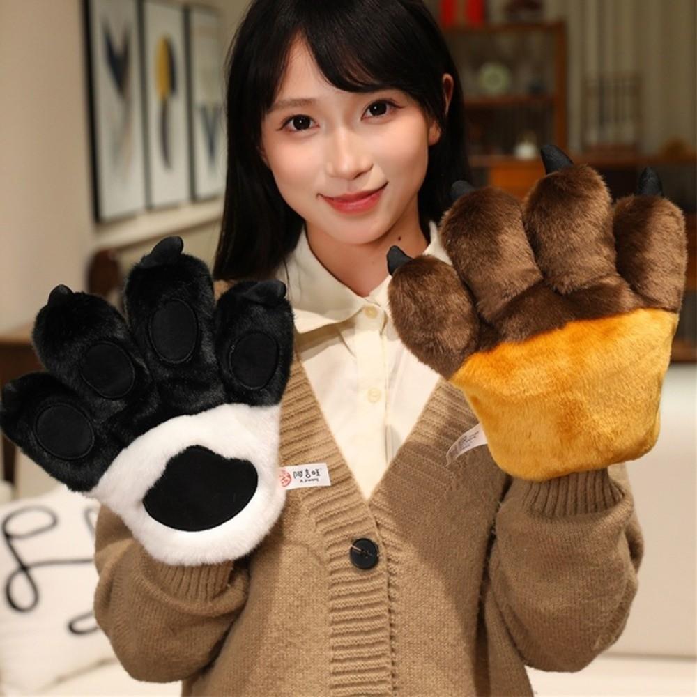 Stuffed Toys Animal Paw Plush Gloves Furry Texture Bear Paw Plush Gloves Role Playing
