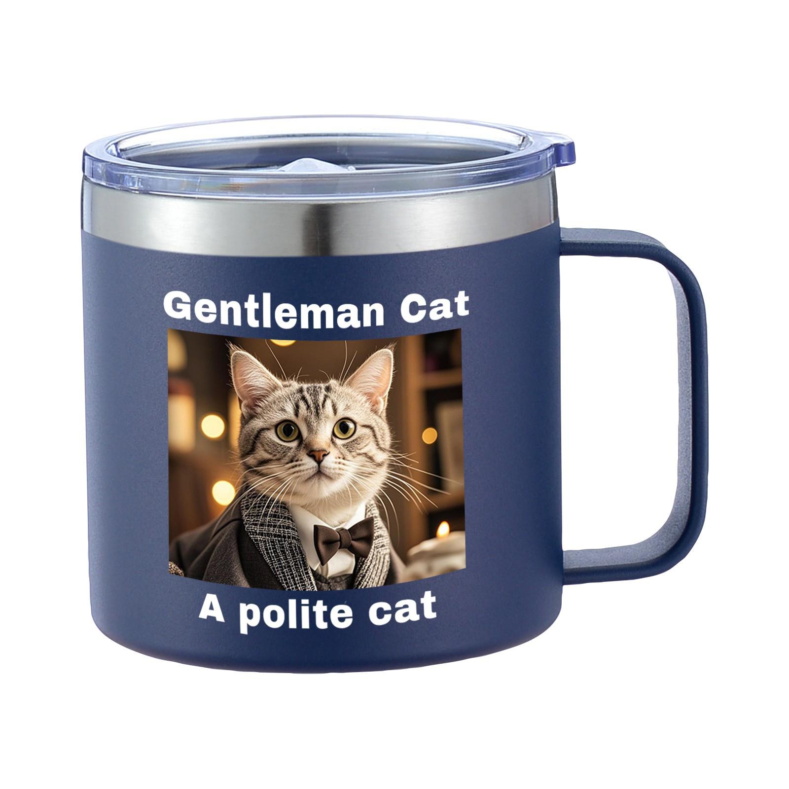 

Персонализированная кружка для кофе из нержавеющей стали с нанесенным на заказ узором и текстом One Size тёмно-синий