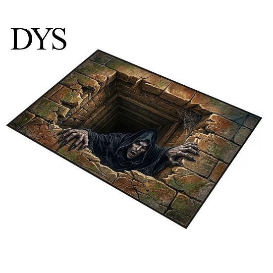 Non-slip Entrance Mat for Indoor 3D Halloween Rug, Spooky Skeleton Depth Pattern Durable Washable Door Rug Absorbent Front Bathroom Entryway