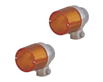 Kijima Motorrad-Fahrradteile, Blinkerlampe, Aluminiumdruckguss, 72 mm, 2 Stück, silberne Linse Nr. 410 50, Gehäuse/bernsteinfarben, 219-5204