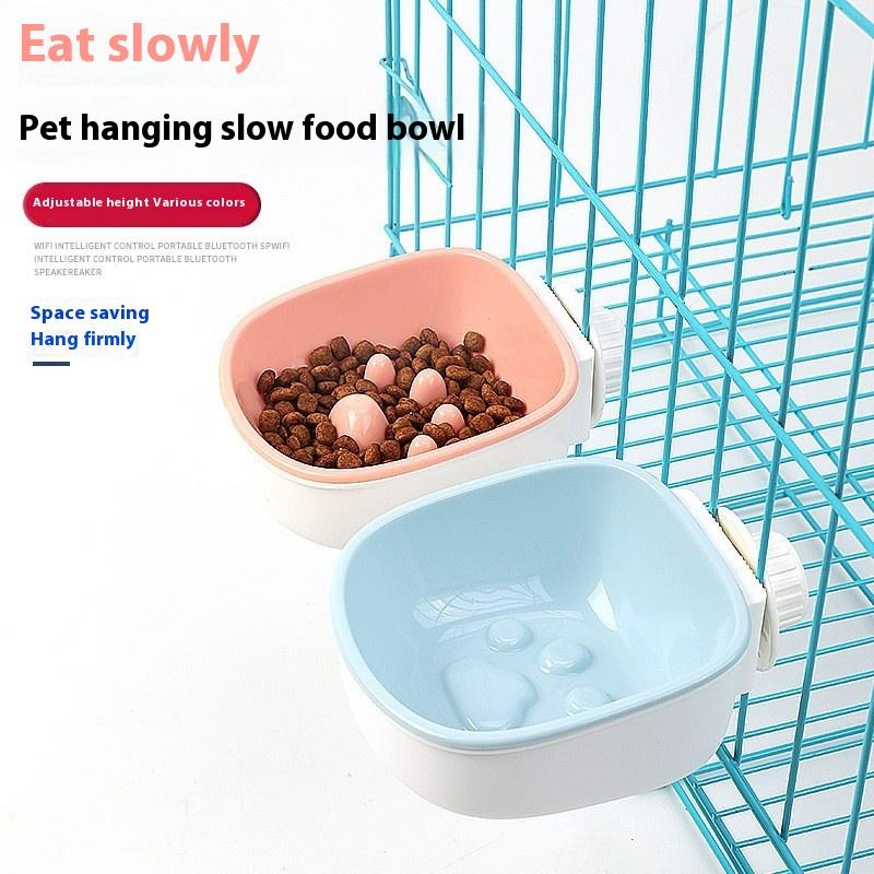 Wisząca Klatka dla Zwierząt Miska Zapobiegająca Zadławieniu Kwadratowa Miska Spowalniająca Jedzenie Miska do Karmienia Zwierząt Kocięta Szczenięta Artykuły do Karmienia Zwierząt