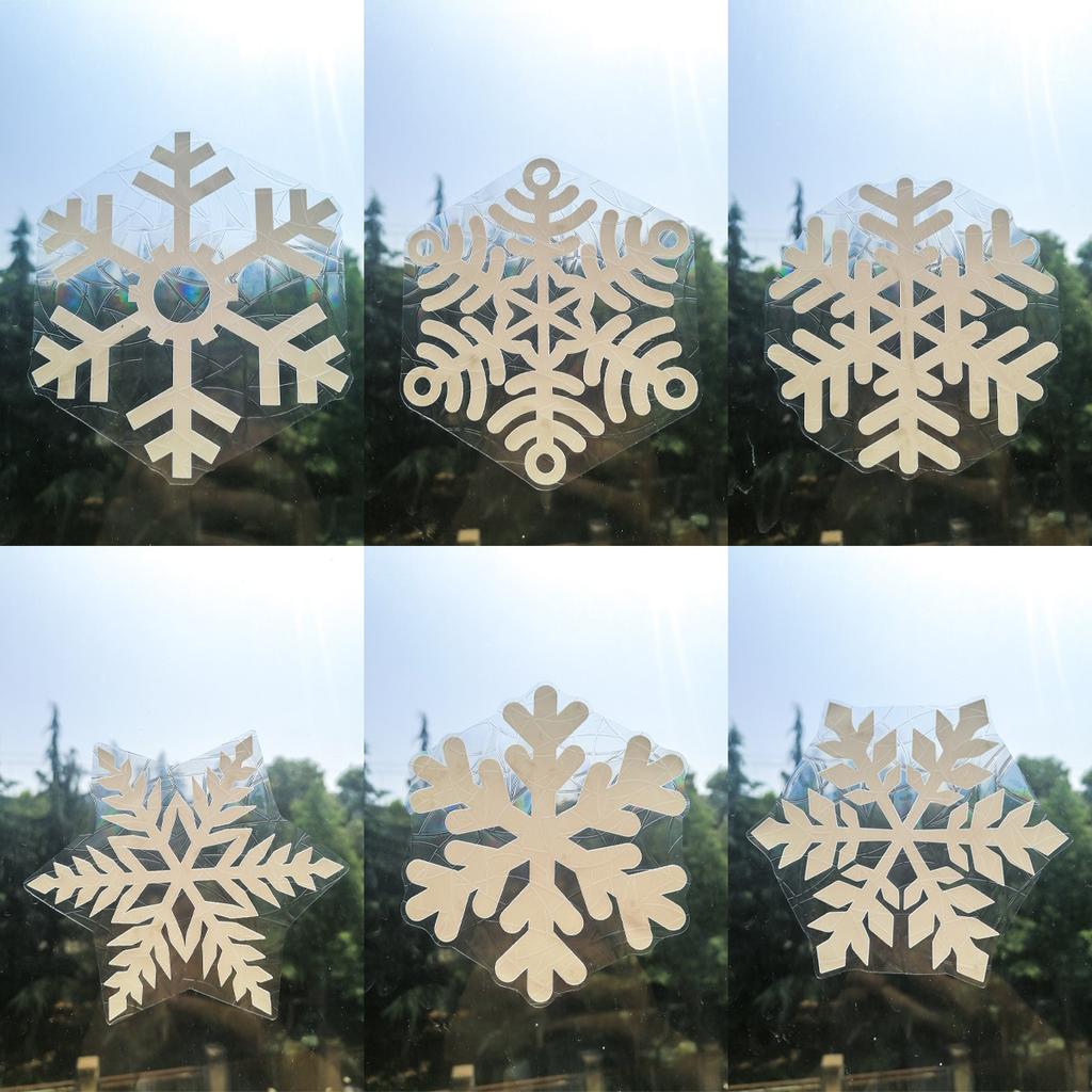 Xc1529 Simple Wind Colorful Snowflake Pattern Electrostatic Glass Window Sticker Double-Sided Visual Decoration Electrostatic Sticker