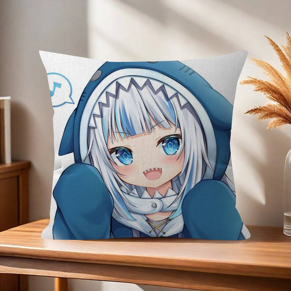 Anime Gawr cute Gura  Pillow Anime Pillow Sofa Bed Head Pillow Cover Cushion Cover Fashion