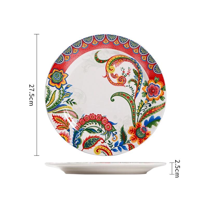 Kreatywne chińskie ceramiczne talerze, wyjątkowy okrągły talerz, pyszne domowe dania, talerz na steki, wykwintne kwiaty, zastawa stołowa