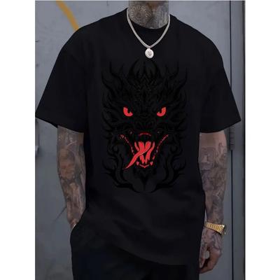 European Sizes Men's Casual Sportswear Short-sleeved Shirt, Trendy 2D Printed Pattern, Stretchy and Comfortable, Suitable for Sports