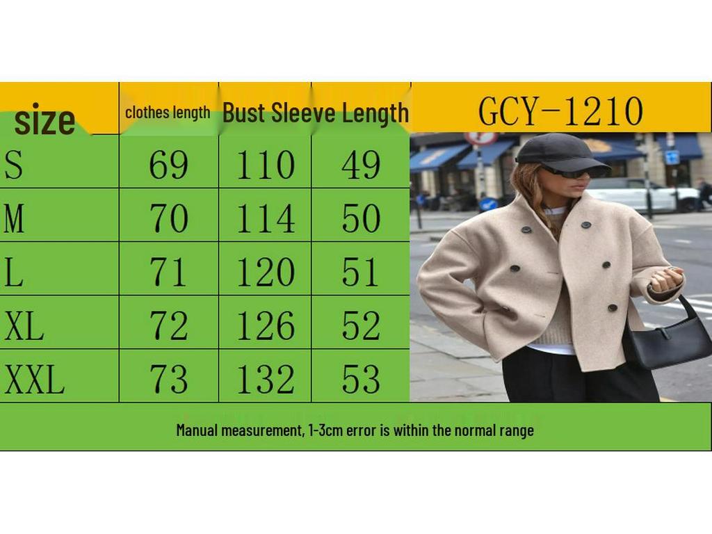 2025 Women's Double-Breasted Solid Wool Coat - Casual British Style