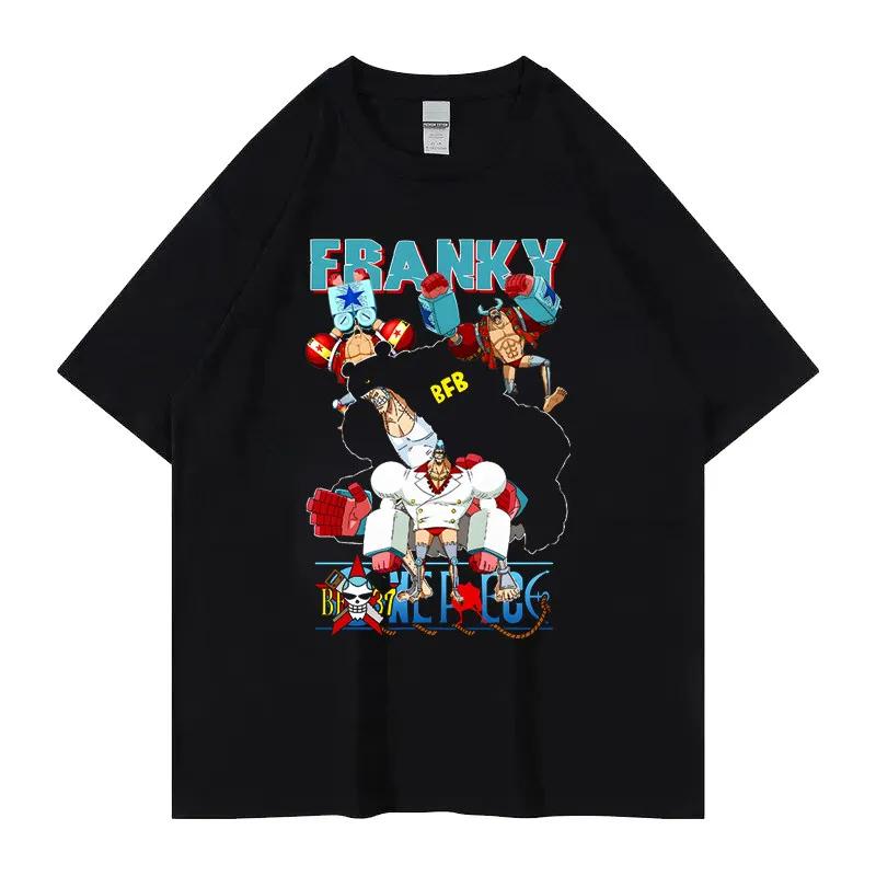 ONE PIECE Hotblooded Animation Trend Short Sleeve Mens Fashion Trend Brand Street Loose Couple Top Clothing Comfortable Loose