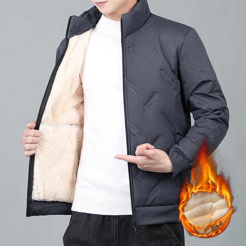 Lamb Wool Thickened Men's Cotton-padded Clothes Autumn and Winter Large Size Middle-aged Windproof Warm Cotton-padded Clothes Men's Casual Jacket