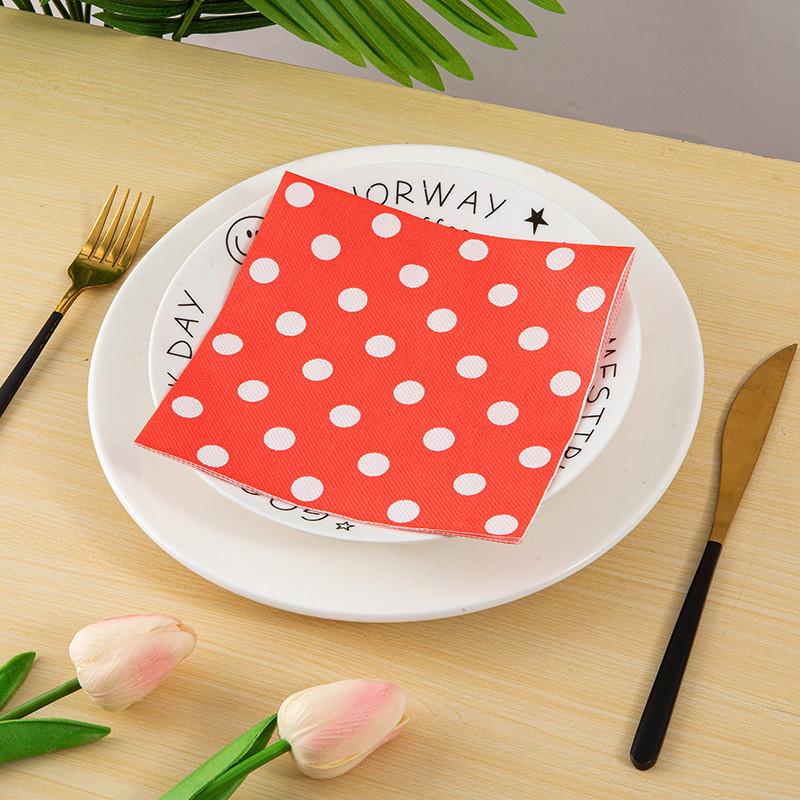 20Pcs/bag Polka Dot Printed Disposable Table Dinner Tissue Napkins Paper Restaurant Holiday Party Decoration