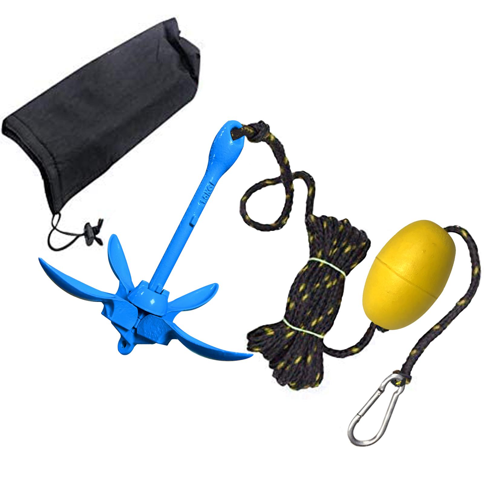 Boat Marine Anchor Galvanized 0.7kg Blue Folding Anchor Kayak Canoe Lightweight Small Watercraft Anchor Accessories 0.7kg