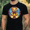 T-Shirt Men Teddy Bear Stained Glass Motif Cotton Size XS To 5XL