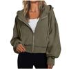 Women's Fashion Winter Long Sleeve Hooded Zipper Solid Color Loose Hooded Jacket