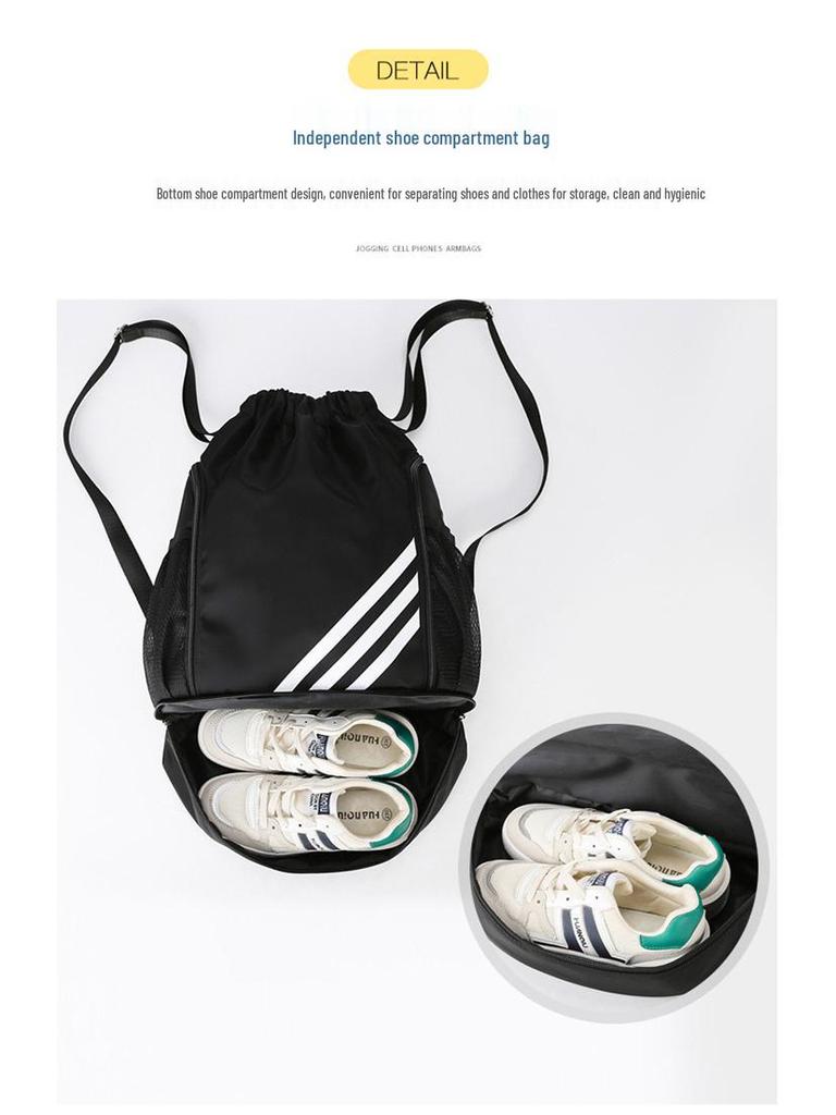 Men's Large Capacity Basketball & Swimming Drawstring Backpack - Portable Student Schoolbag with Logo Printing Option