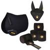Six-Piece Equestrian Set: Ear Covers, Saddle Pads, Leg Wraps, Halters, Lead Ropes, and Matching Tack